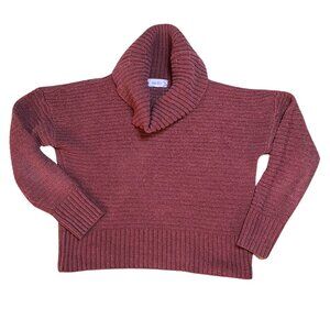 Pink Rose Cowl Neck Cropped Sweater Mauve Pink Size M